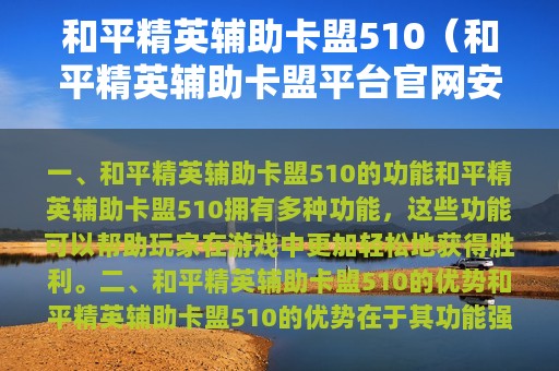 和平精英辅助卡盟510（和平精英辅助卡盟平台官网安卓）