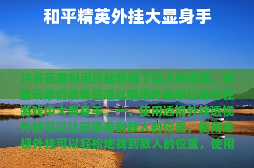和平精英外挂大显身手
