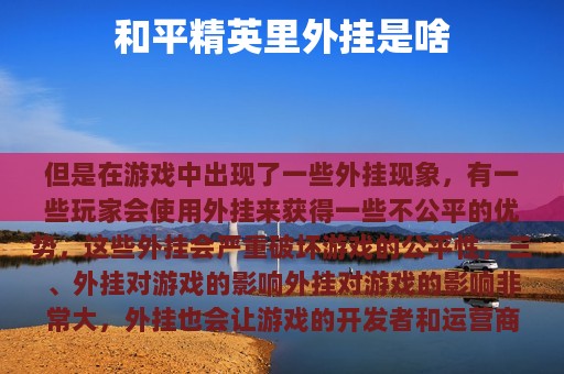 和平精英里外挂是啥