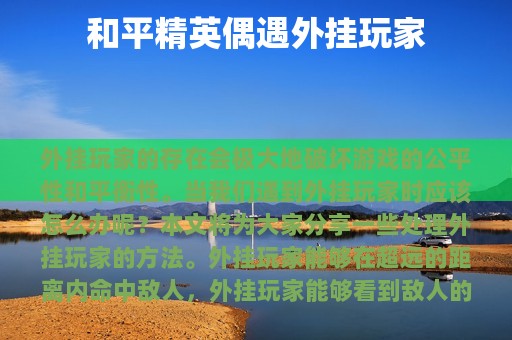和平精英偶遇外挂玩家