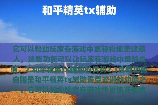 和平精英tx辅助