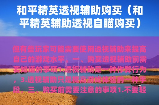 和平精英透视辅助购买（和平精英辅助透视自瞄购买）
