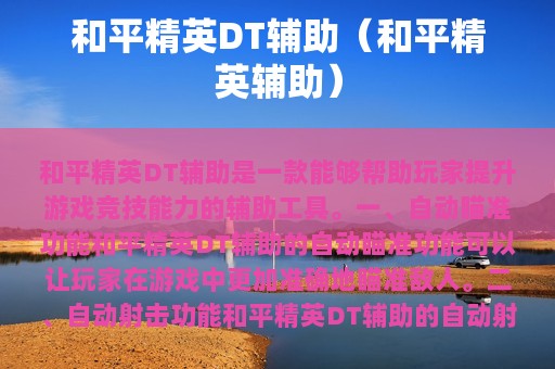 和平精英DT辅助（和平精英辅助）