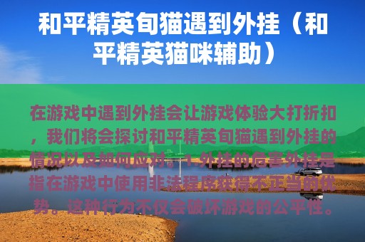 和平精英旬猫遇到外挂（和平精英猫咪辅助）