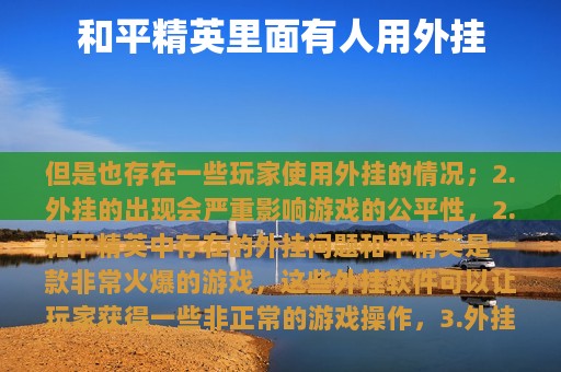 和平精英里面有人用外挂