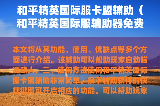 和平精英服卡盟辅助（和平精英服辅助器免费下载）