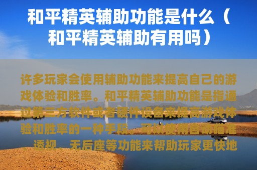 和平精英辅助功能是什么（和平精英辅助有用吗）