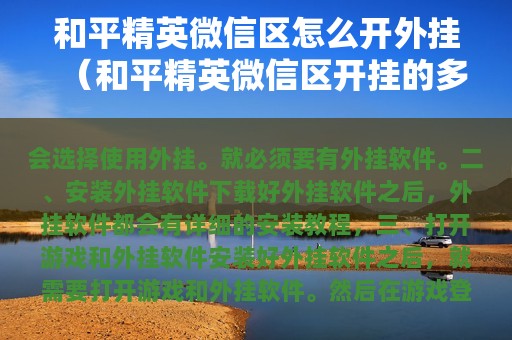 和平精英区怎么开外挂（和平精英区开挂的多吗）