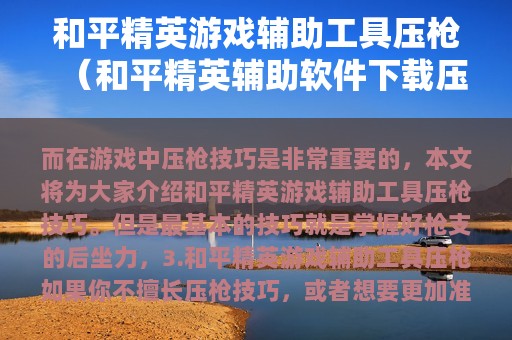 和平精英游戏辅助工具压枪（和平精英辅助软件下载压枪无后座）