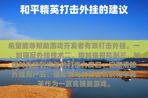 和平精英打击外挂的建议