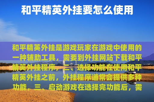 和平精英外挂要怎么使用