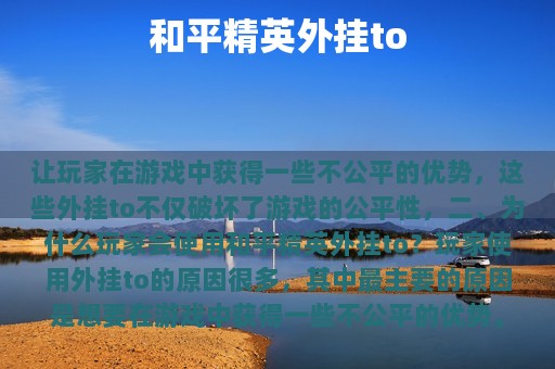 和平精英外挂to