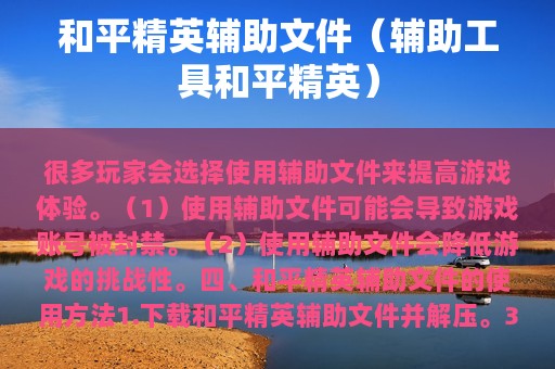 和平精英辅助文件（辅助工具和平精英）