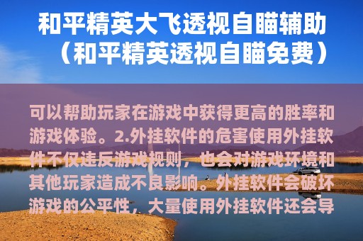 和平精英大飞透视自瞄辅助（和平精英透视自瞄免费）