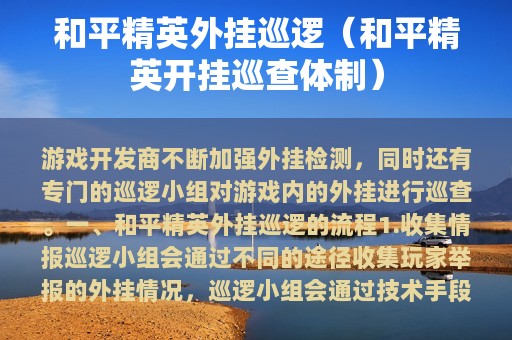 和平精英外挂巡逻（和平精英开挂巡查体制）