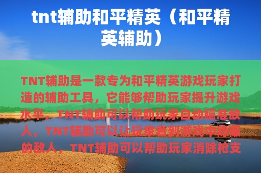 tnt辅助和平精英（和平精英辅助）