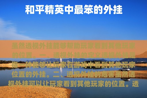 和平精英中最笨的外挂