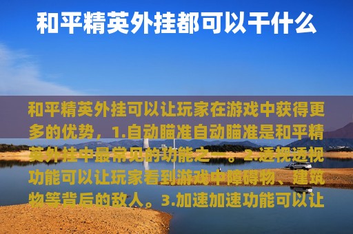 和平精英外挂都可以干什么