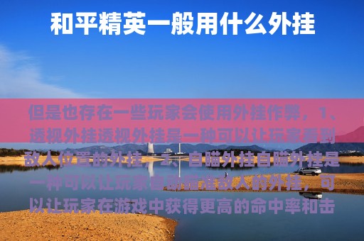 和平精英一般用什么外挂