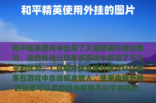 和平精英使用外挂的图片