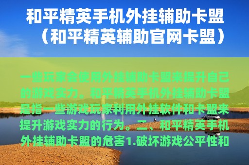 和平精英外挂辅助卡盟（和平精英辅助官网卡盟）