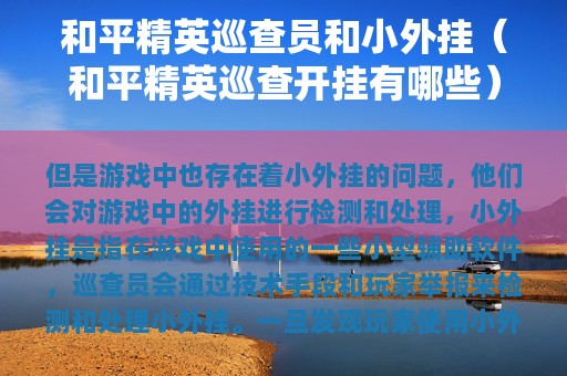 和平精英巡查员和小外挂（和平精英巡查开挂有哪些）