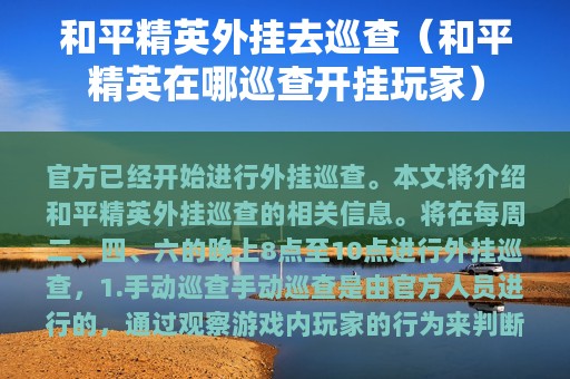 和平精英外挂去巡查（和平精英在哪巡查开挂玩家）