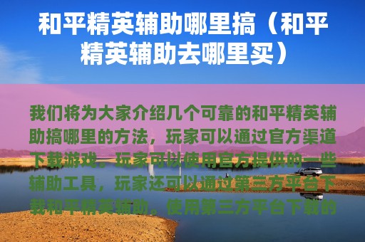 和平精英辅助哪里搞（和平精英辅助去哪里买）