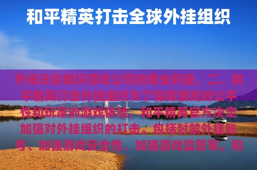 和平精英打击全球外挂组织