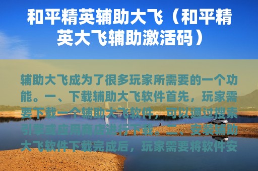 和平精英辅助大飞（和平精英大飞辅助激活码）