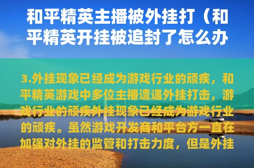和平精英主播被外挂打（和平精英开挂被追封了怎么办）
