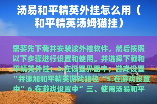 汤易和平精英外挂怎么用（和平精英汤姆猫挂）