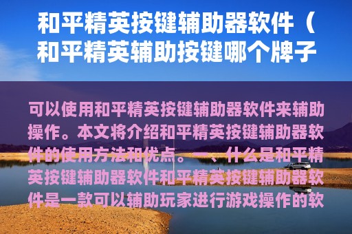 和平精英按键辅助器软件（和平精英辅助按键哪个牌子好）