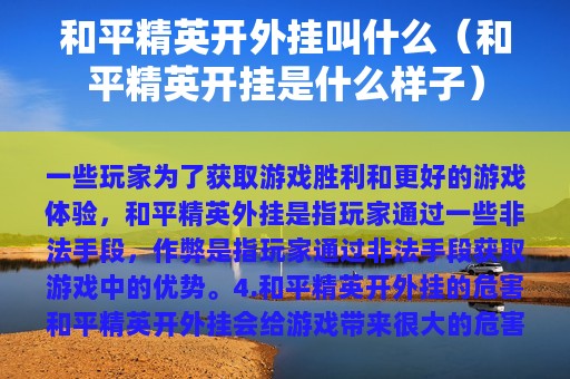 和平精英开外挂叫什么（和平精英开挂是什么样子）