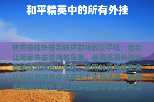 和平精英中的所有外挂