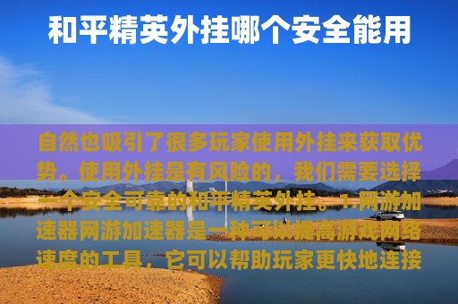 和平精英外挂哪个安全能用