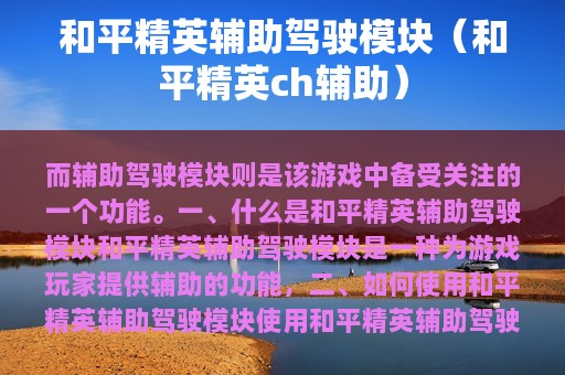 和平精英辅助驾驶模块（和平精英ch辅助）