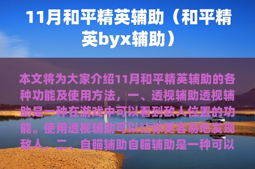 11月和平精英辅助（和平精英byx辅助）