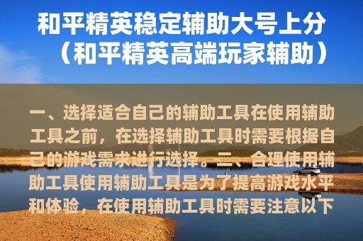 和平精英稳定辅助大号上分（和平精英高端玩家辅助）