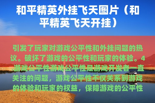 和平精英外挂飞天图片（和平精英飞天开挂）