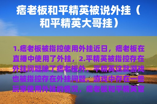 痞老板和平精英被说外挂（和平精英大哥挂）