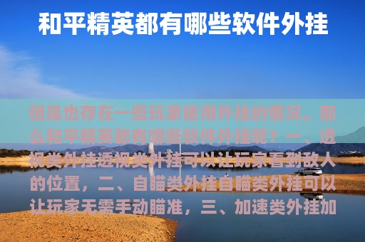 和平精英都有哪些软件外挂