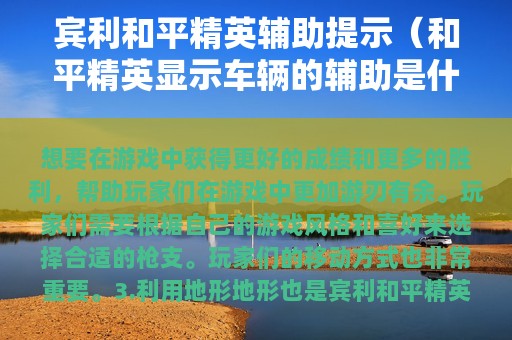 宾利和平精英辅助提示（和平精英显示车辆的辅助是什么）