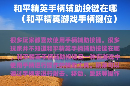 和平精英手柄辅助按键在哪（和平精英游戏手柄键位）